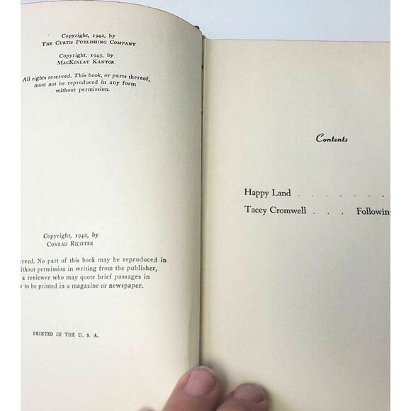 Happy Land, by MacKinlay Kantor & Tracey Cromwell, by Richter 1943 Two Books HC - Picture 6 of 16